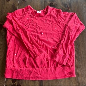 Anthropologie Sundry Bright Pink Sweatshirt with Hearts